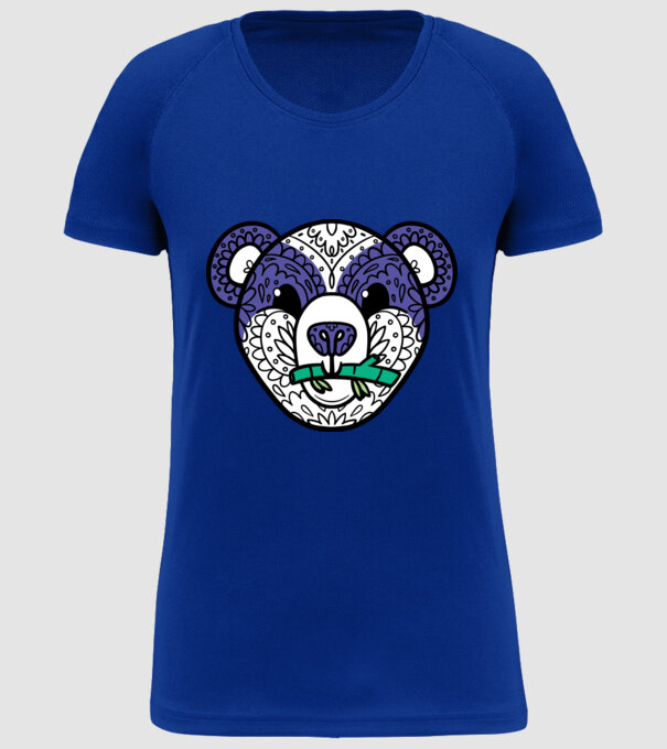 Mandala Panda model albastru regal pe tricou