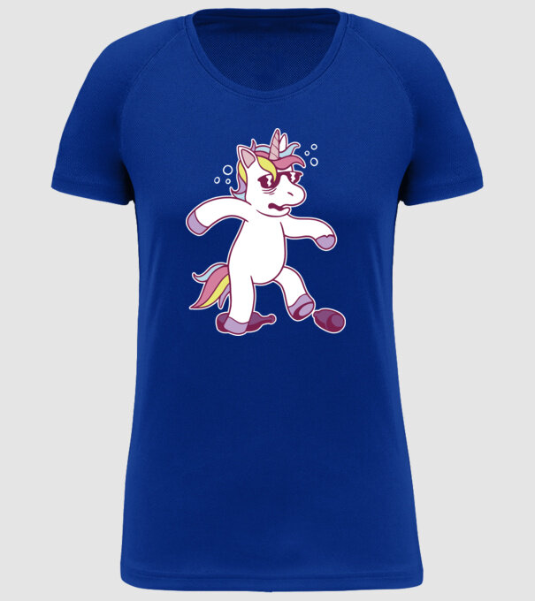 Mahmureală unicorn model albastru regal pe tricou