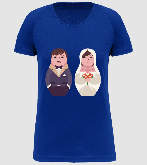 Matrioșka Căsătorie model albastru regal pe tricou