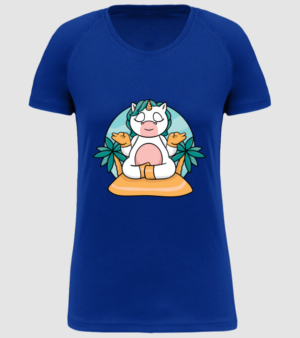 Unicornul meditator model albastru regal pe tricou