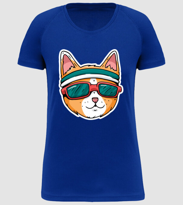 Pisică Cool model albastru regal pe tricou