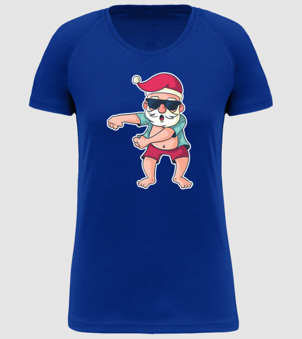 Moș Crăciun dans Floss DAB model albastru regal pe tricou