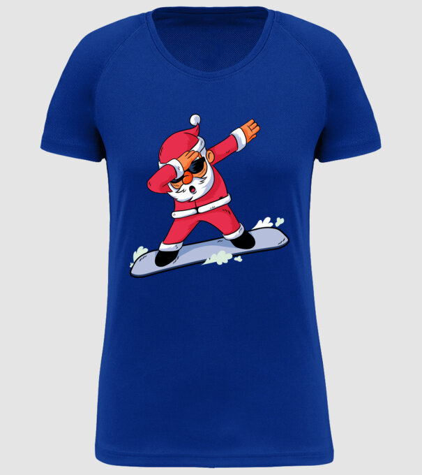Moș Crăciun Snowboard DAB tricou amuzant model albastru regal pe tricou