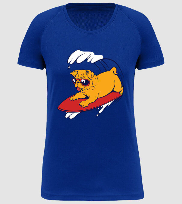 Mops Surf model albastru regal pe tricou