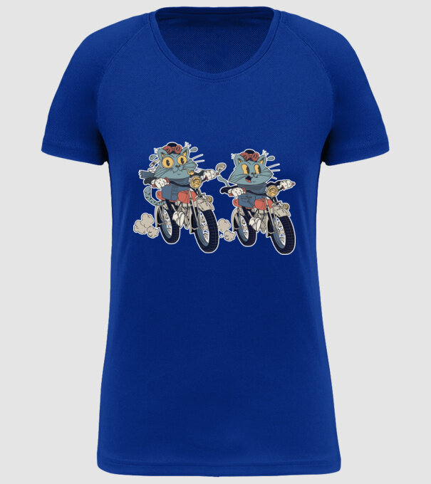 Pisicuțe motocicliste model albastru regal pe tricou