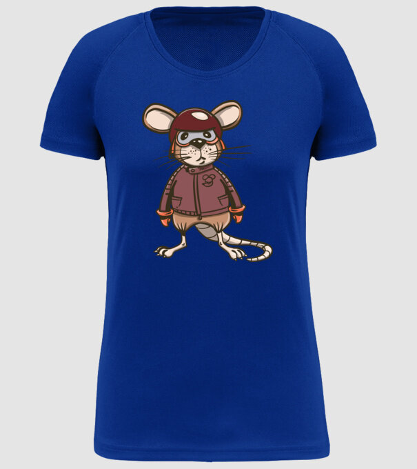 Șobolan motociclist model albastru regal pe tricou