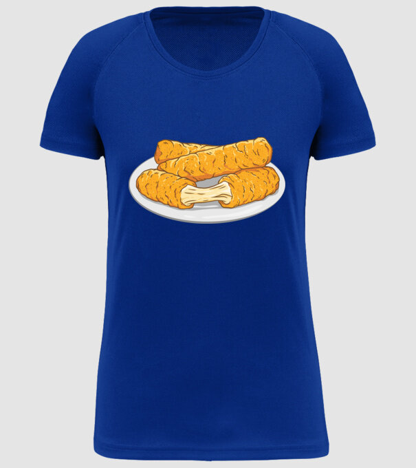 Fâșii de mozarella model albastru regal pe tricou
