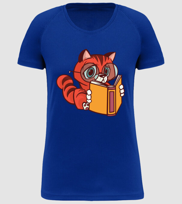 Pisică cititoare model albastru regal pe tricou