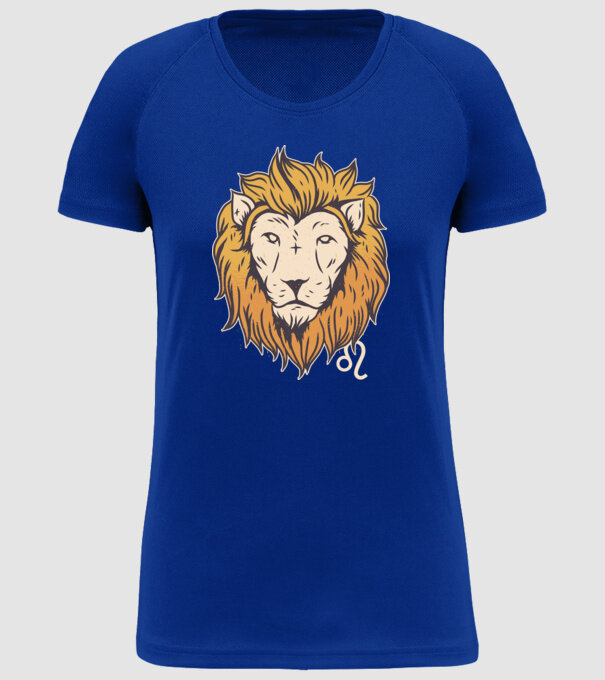 Lion head Horoscope model albastru regal pe tricou