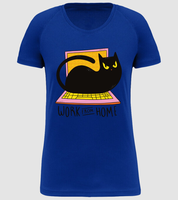 Home offfice cu pisică model albastru regal pe tricou
