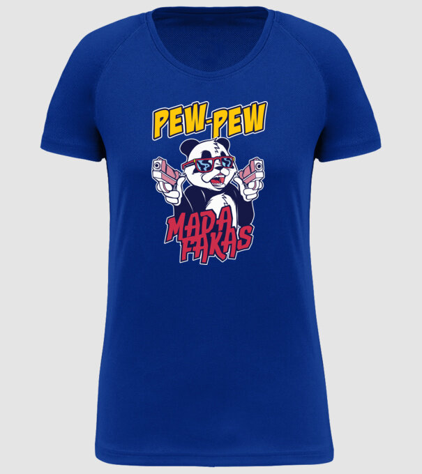 Pew Pew Pew Madafakas Panda model albastru regal pe tricou