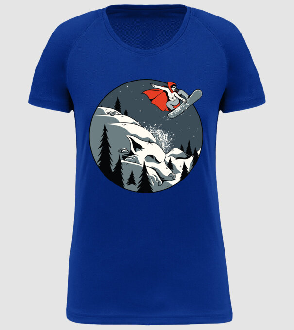 Scufița Roșie și Lupul Snowboard model albastru regal pe tricou