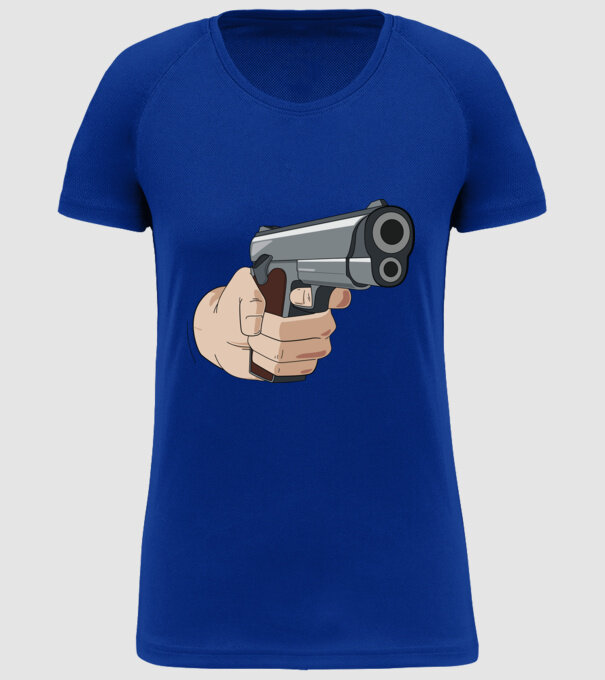 Pistol model albastru regal pe tricou