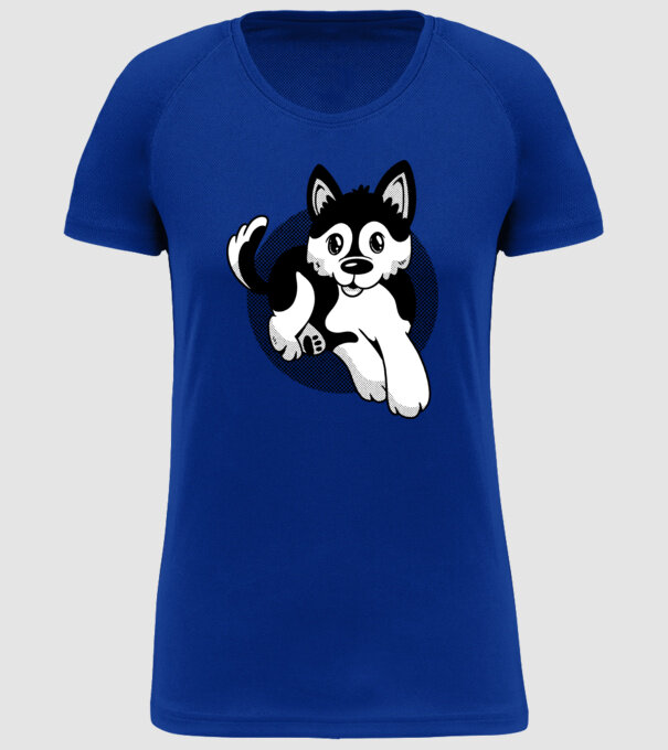 Câine Pomsky model albastru regal pe tricou