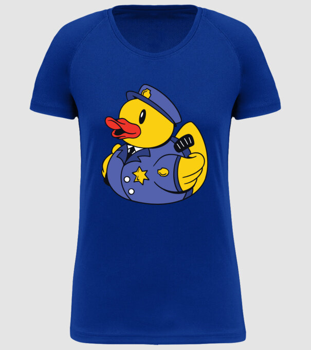 Rățușcă de cauciuc Polițist model albastru regal pe tricou