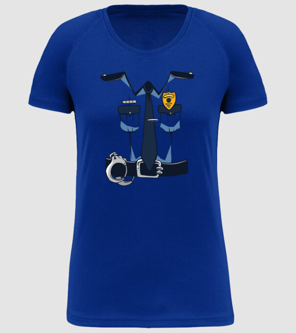 Costum de polițist pentru Halloween model albastru regal pe tricou