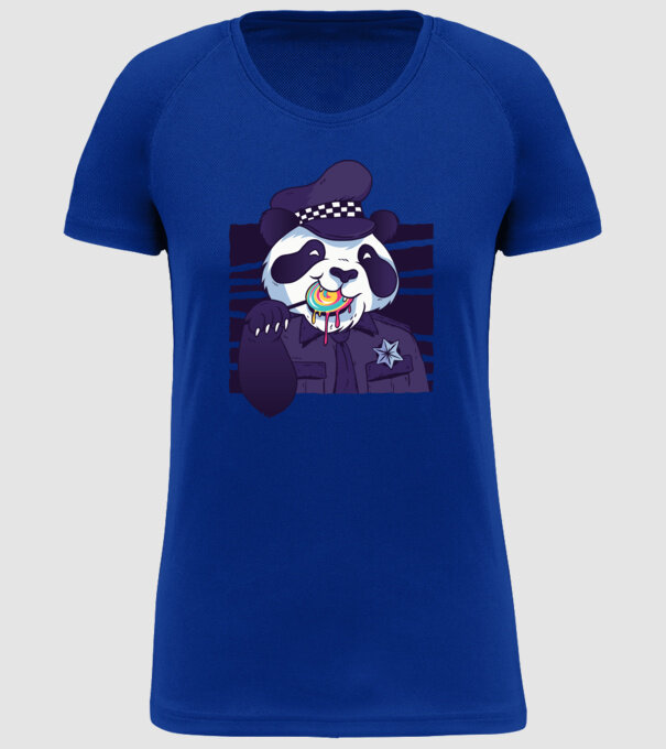 Panda polițist cu acadea model albastru regal pe tricou