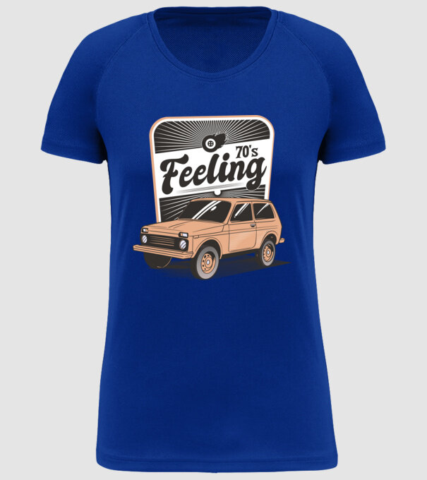Mașină Retro anii 70 Lada Niva model albastru regal pe tricou