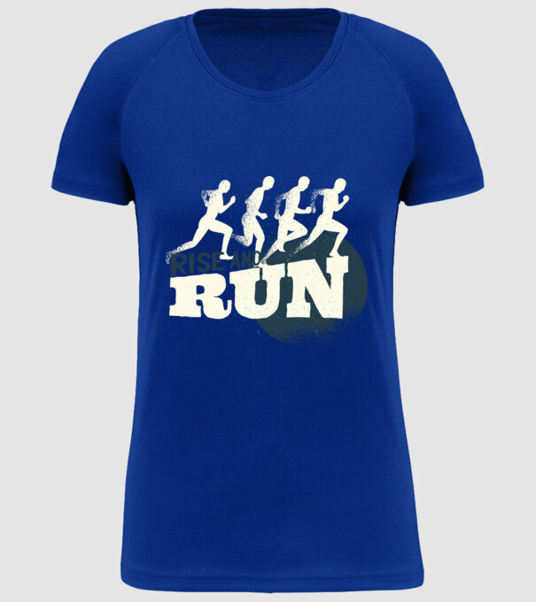 Rise and Run - Tricou pentru alergători model albastru regal pe tricou