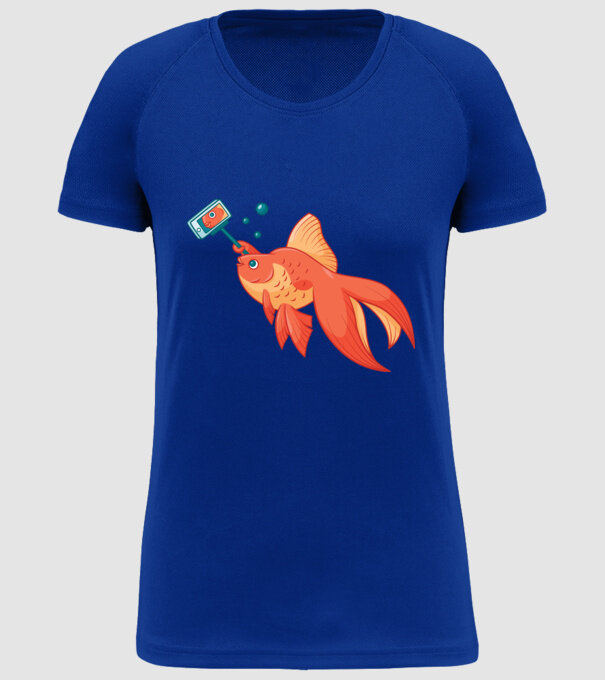 Selfish - Pește făcând selfie model albastru regal pe tricou