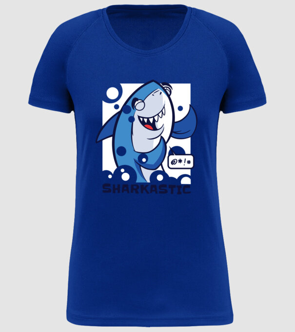 Sharkastic - Rechinul sarcastic model albastru regal pe tricou