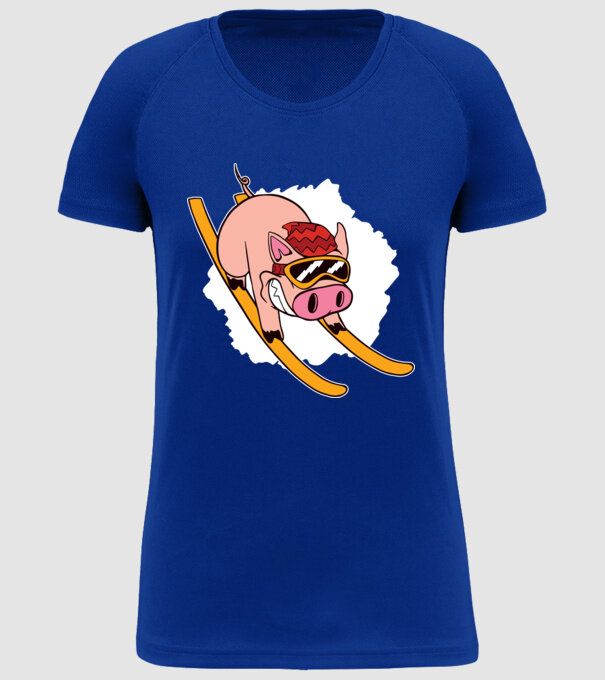 Porcușor schior model albastru regal pe tricou