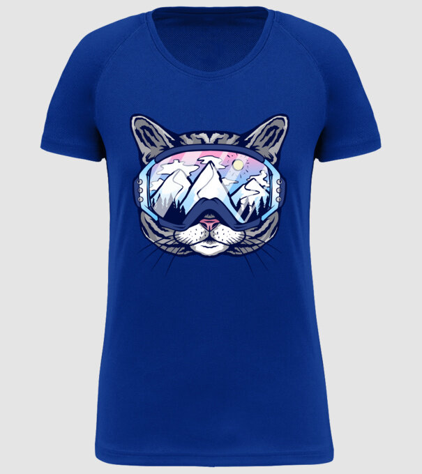 Pisică schior model albastru regal pe tricou