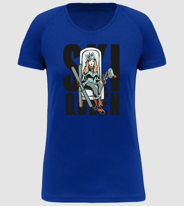 Ski Queen - Regină schioară model albastru regal pe tricou