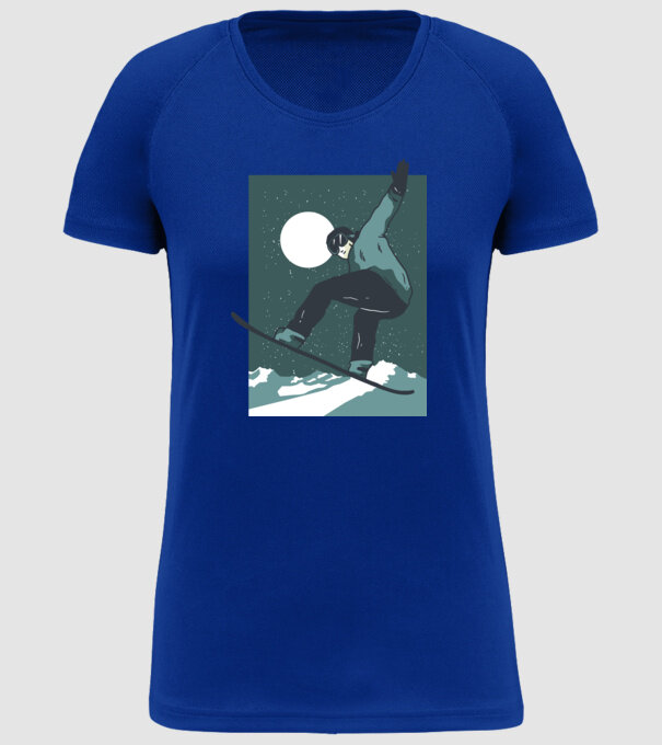 Săritură Snowboard model albastru regal pe tricou
