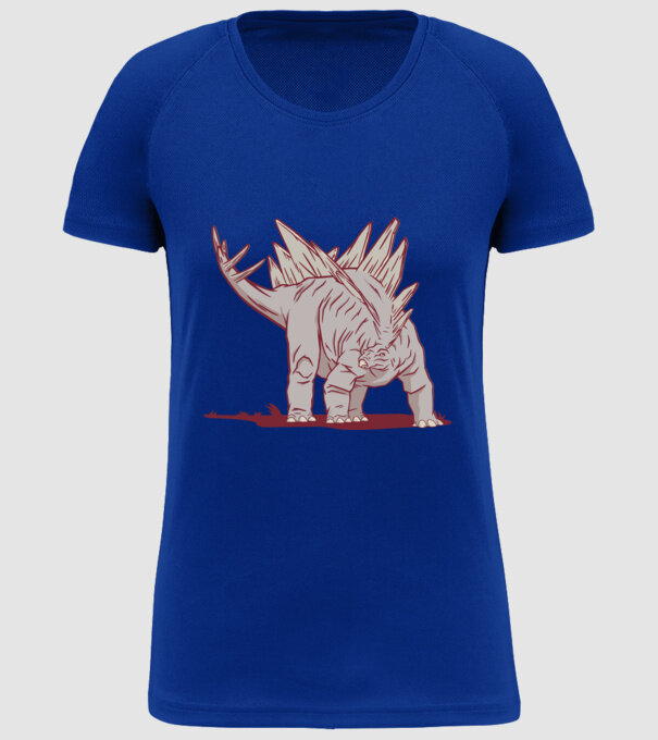 Stegosaurus dinozaur model albastru regal pe tricou