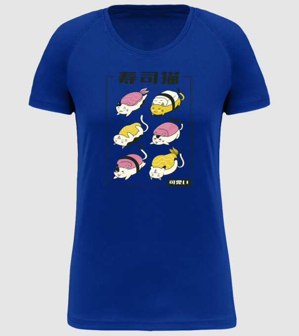 Pisicuțe Sushi model albastru regal pe tricou
