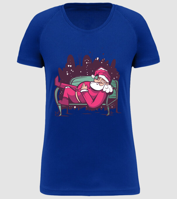 Moș Crăciun doarme model albastru regal pe tricou
