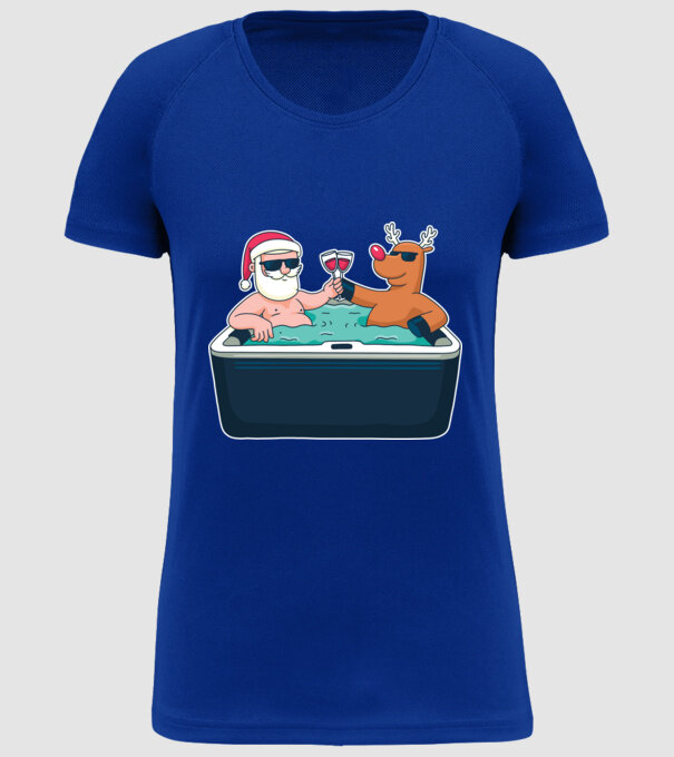 Moș Crăciun Ren în Jakuzi Relaxare de Crăciun model albastru regal pe tricou