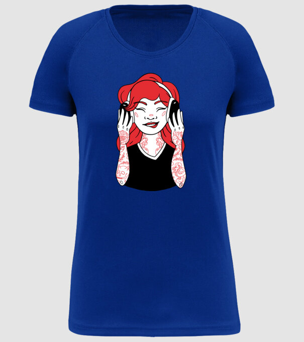 Fată Gamer tatuată model albastru regal pe tricou