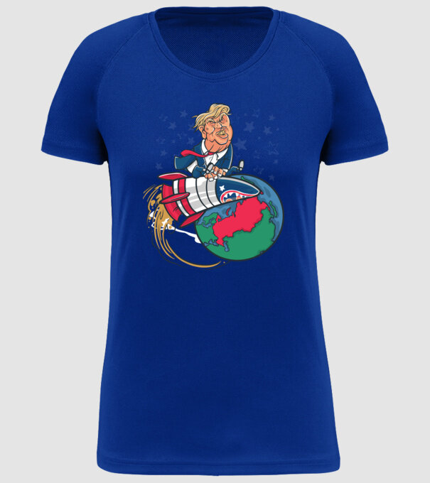 Trump bombă model albastru regal pe tricou