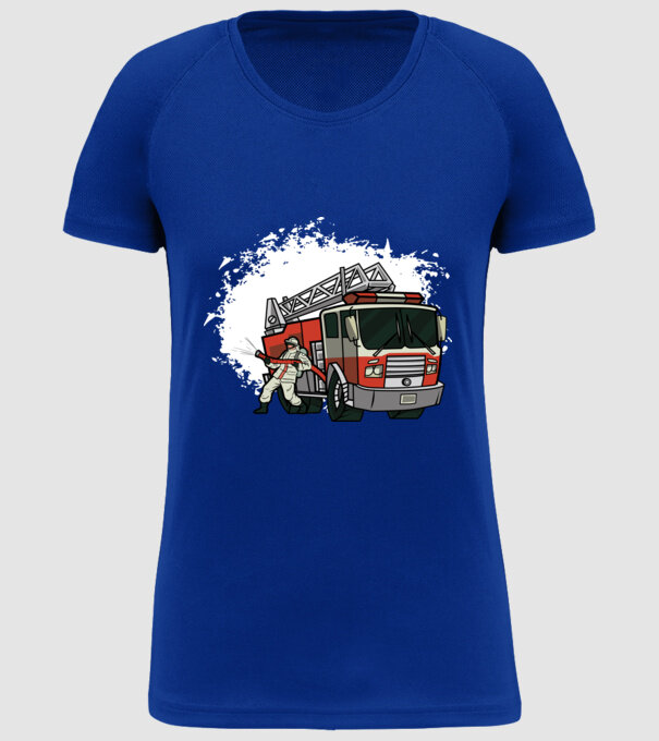 Pompier în acțiune model albastru regal pe tricou