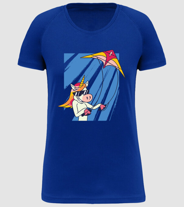 Unicorn lansează zmeie tricou drăguț model albastru regal pe tricou