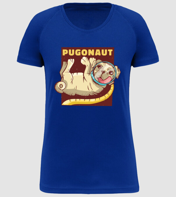 Mops Astronaut model albastru regal pe tricou