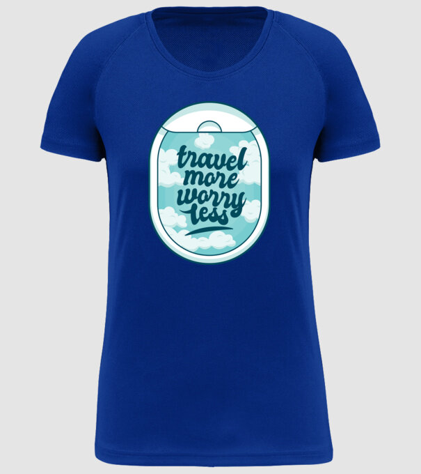 Călătorește mai mult, fă-ți mai puține griji model albastru regal pe tricou