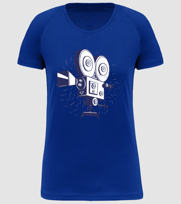 Camera video retro Vintage model albastru regal pe tricou