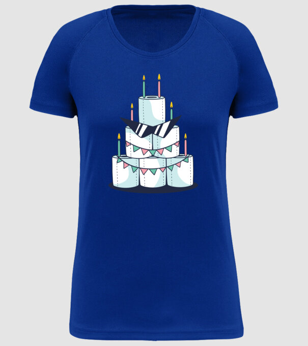 Tort de zi de naștere din hârtie igienică model albastru regal pe tricou