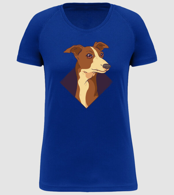 Cap câine Whippet model albastru regal pe tricou