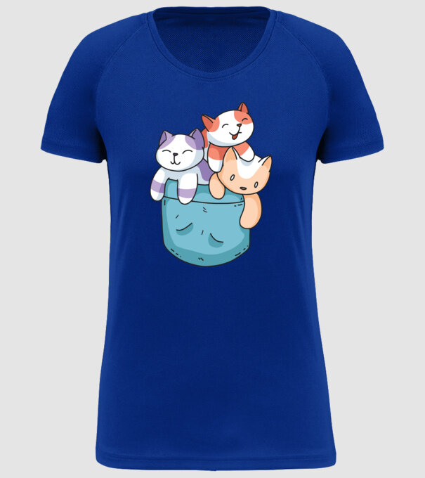 Pisicuțe cu Buzunar model albastru regal pe tricou