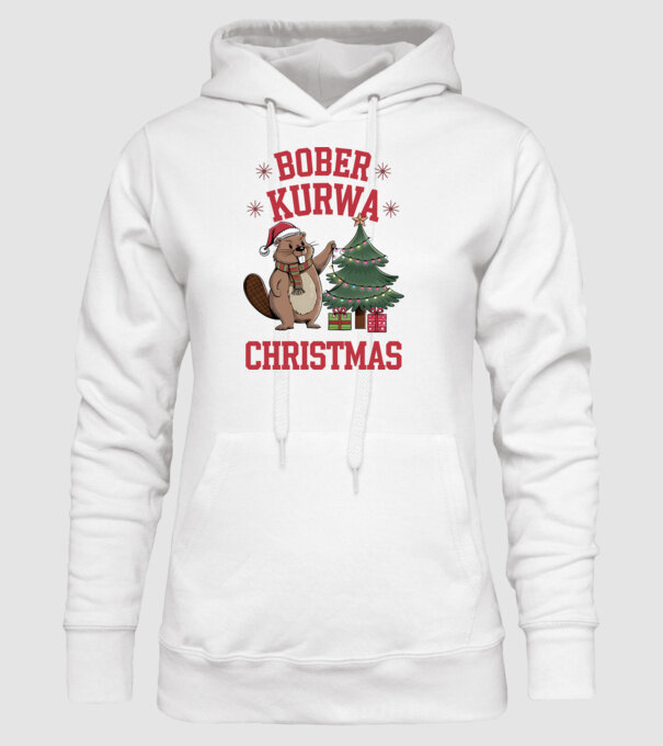 Bober Kurwa Christmas 3 model alb pe tricou