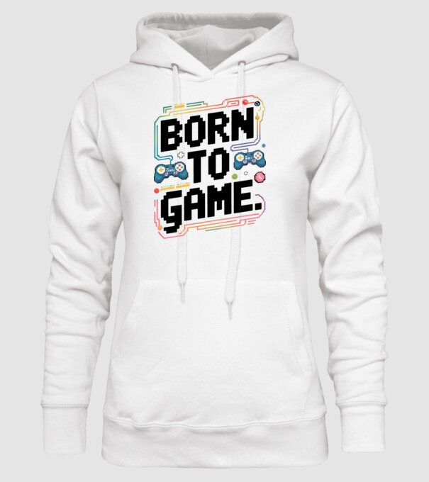 Born to Game Pixel Alb model alb pe tricou