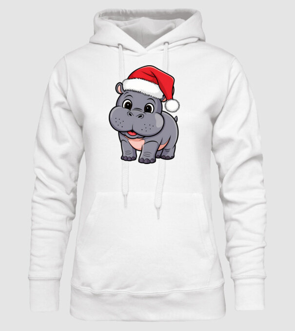 Crăciun Hippo model alb pe tricou