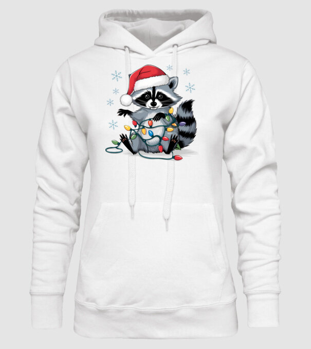 Crăciunul ratonilor Alb model alb pe tricou