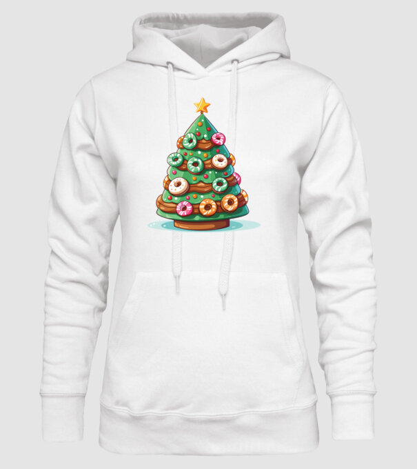 Doughnut pom de Crăciun model alb pe tricou