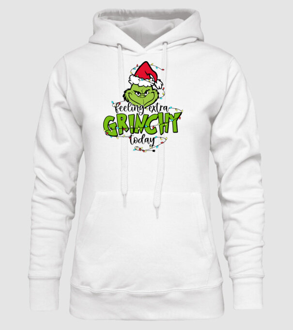 Feeling extra Grinchy today model alb pe tricou