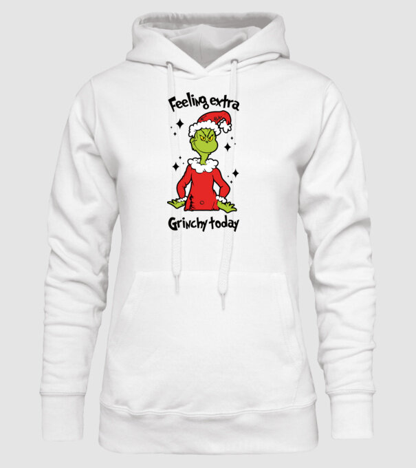 Feeling extra Grinchy today model alb pe tricou